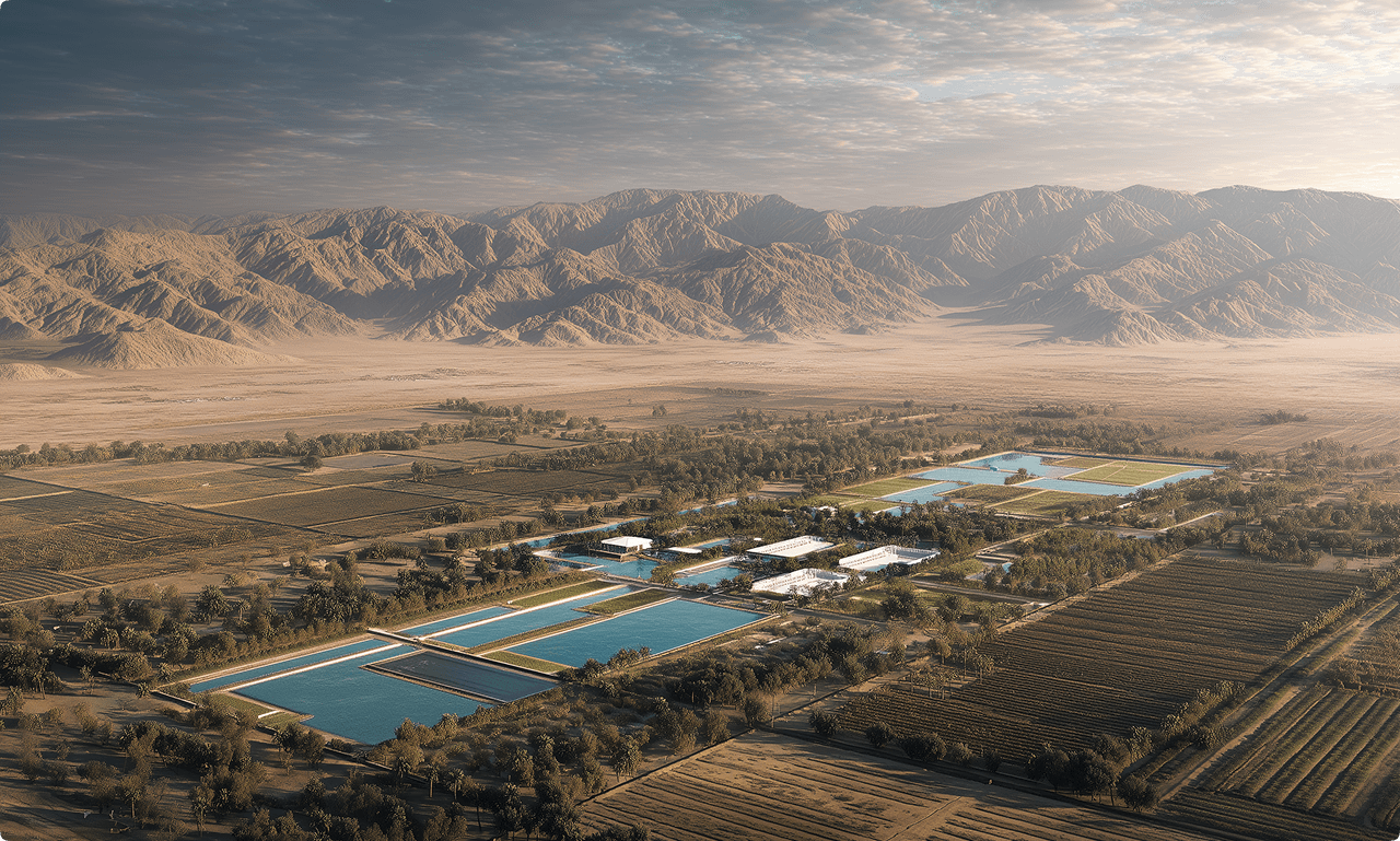 GCC Water Resources - Aerial view of water treatment and agricultural facility