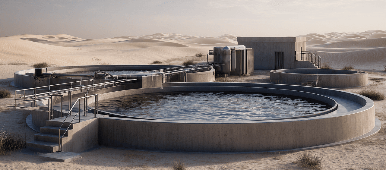 Integrated water cycle - Aerial view of water treatment facility